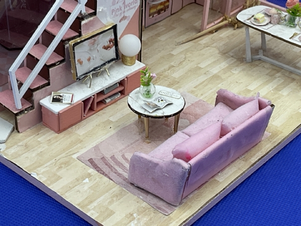 Miniature Family with Children Two-Floor Home